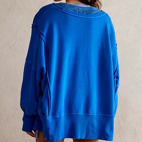 Free People We The Free Camden Sweatshirt Color Lake Victoria - Picture 3 of 4
